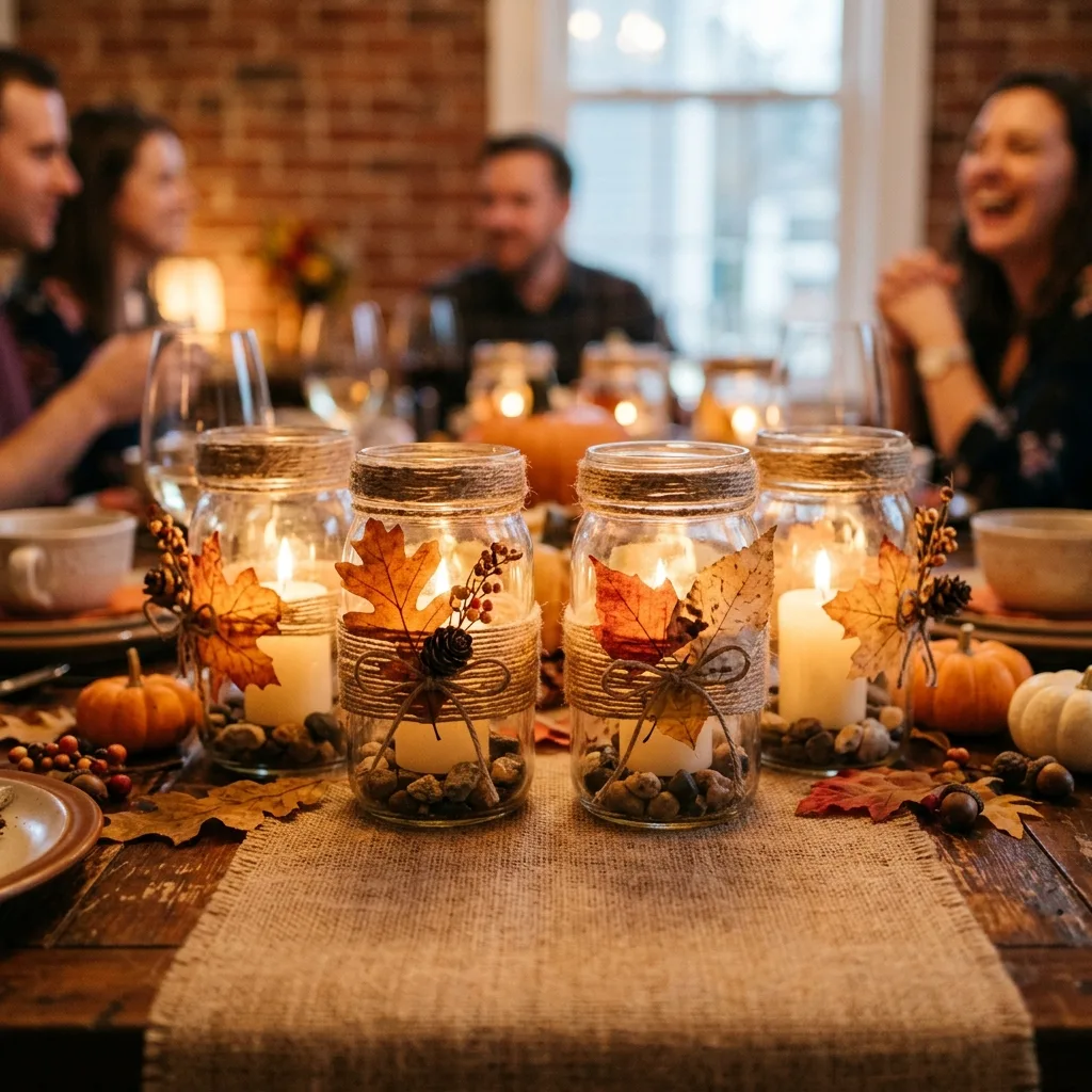 Mason jar candle holder Thanksgiving craft
